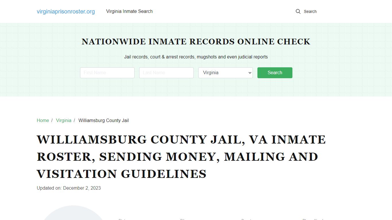 Williamsburg County Jail, VA: Offender Search, Visitation & Contact Info