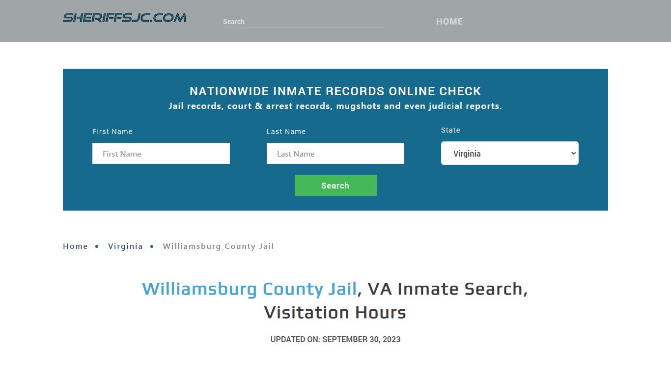 Williamsburg County Jail, VA Inmate Search, Visitation Hours